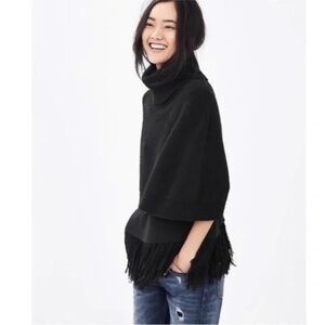 Banana Republic Black Ribbed Knit Turtleneck Cape